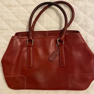 Vintage Coach bowling bag in rich red leather